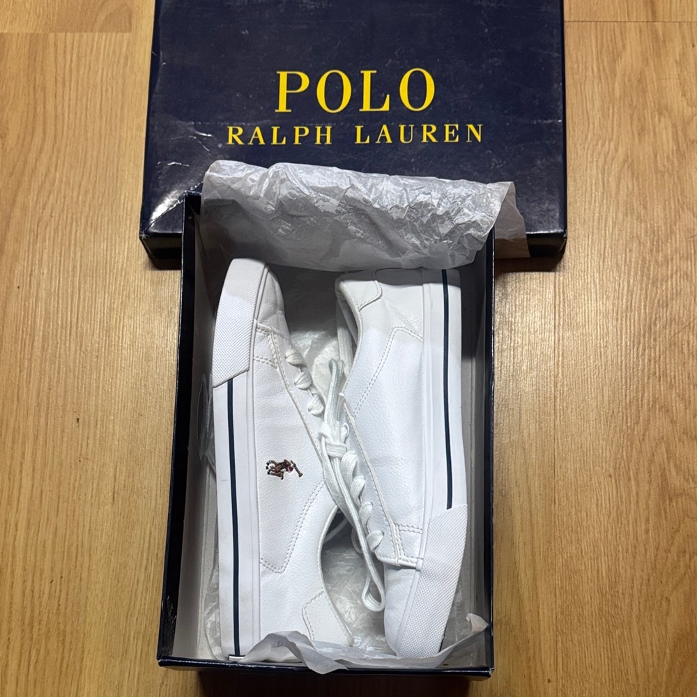 Polo by Ralph Lauren size 2.5 White Kids Sneakers Easten II logo pony shoes